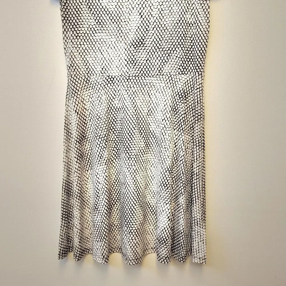 Michael Kors Snake Print Fit & Flare Gray White Dress Short Sleeve Size S